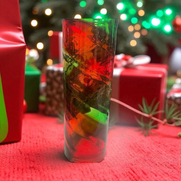 WOW Hand Blown Art Glass Vase Vibrate Red and Green It’s A Beauty - Picture 2 of 8